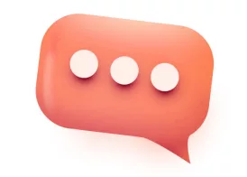 This image features a stylized speech bubble with three dots, symbolizing communication and engagement with recruiters. It visually represents open dialogue between job seekers and staffing professionals.